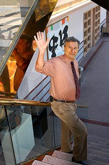 Dr. Weingeist on entryway stairs