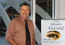 Dr. Weingeist at entry to the Eye Institute