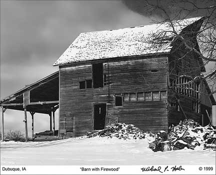 "Barn with Firewood". Michael P. Harker (c) 1999.