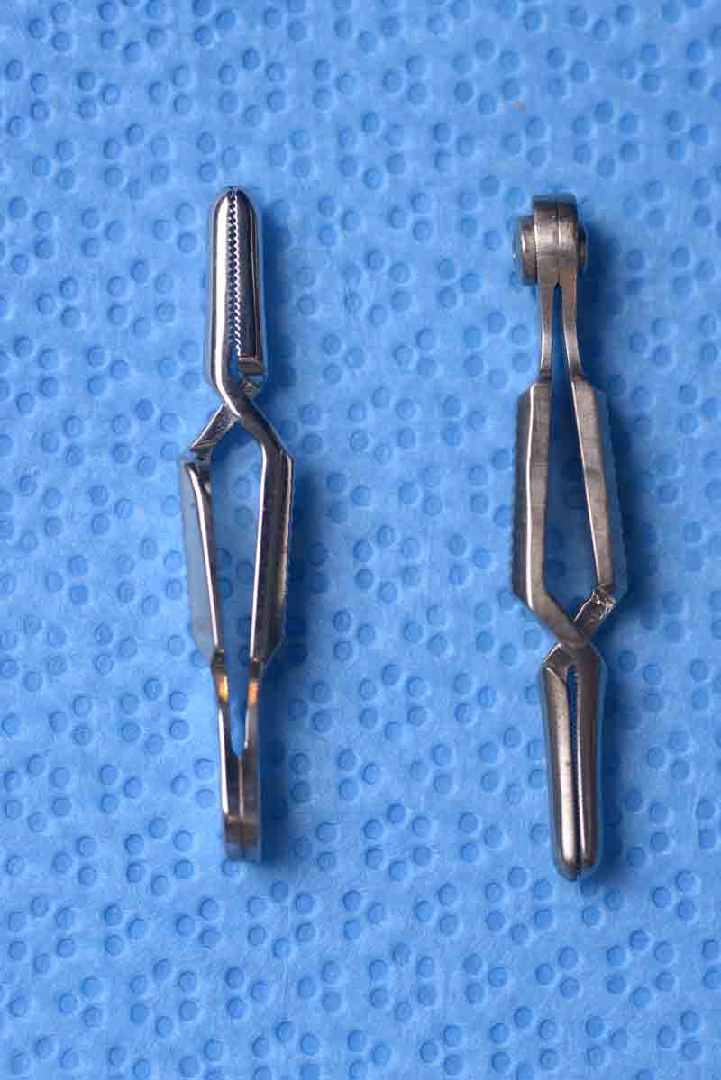 Also known as "bulldog clamps," these are commonly used in oculoplastics to secure suture and prevent entangling with other suture as is done for the rectus muscle sutures in an enucleation.