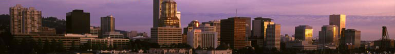 Portland skyline in the evening